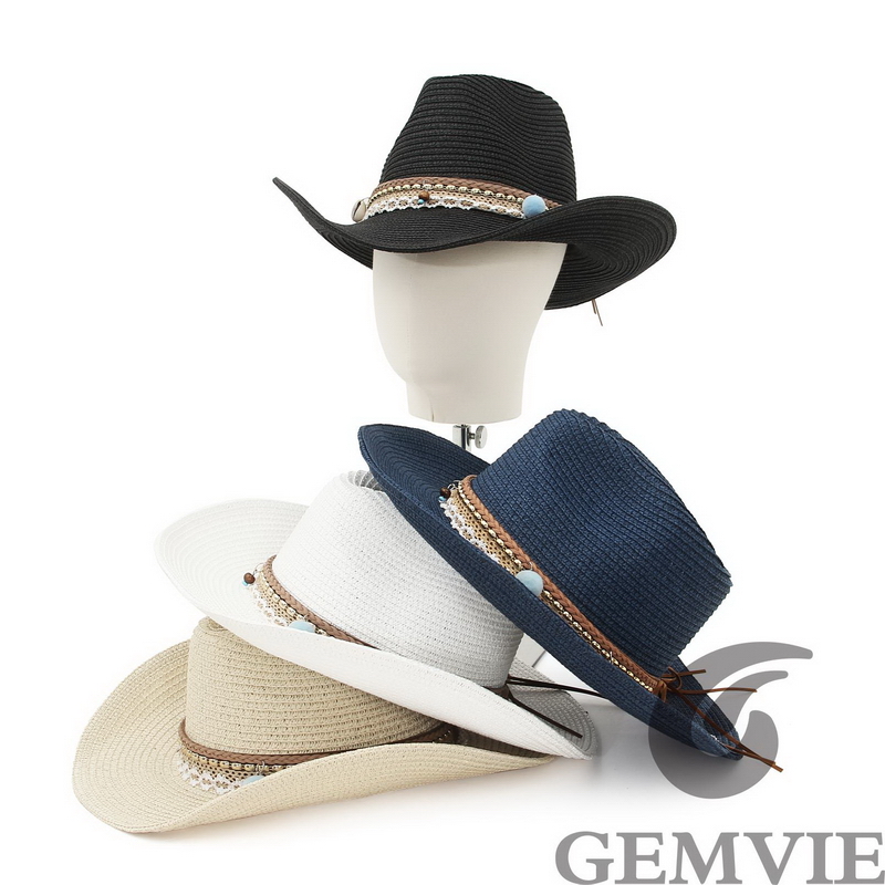 Cowboy Hat Straw - قبعة قش كاوبوي ريترو من GEMVIE