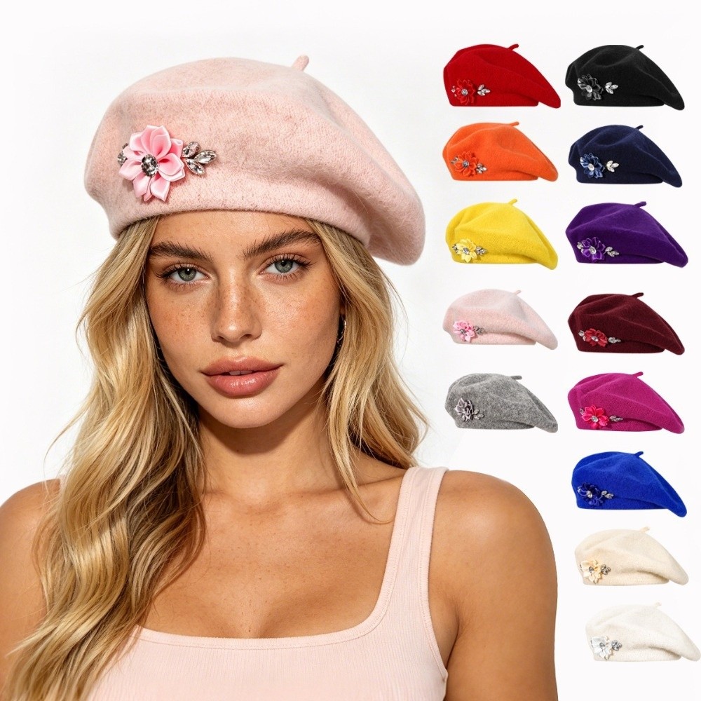 Beret French Wool - قبعة بيريه صوفية بلون موحد أنيقة