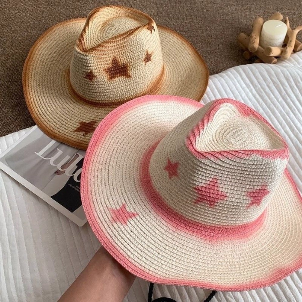 Cowboy Hat Straw - قبعة رعاة البقر الغربية العصرية ذات