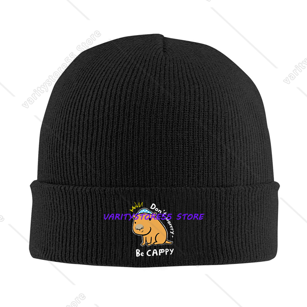 Beanie Cuffed Knit - قبعة شتوية محبوكة بتصميم كابيبارا مضحك،