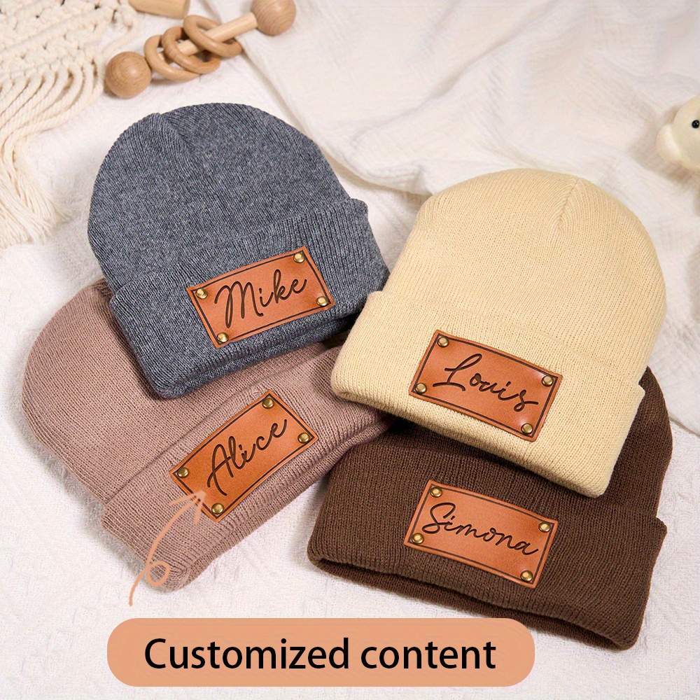 Beanie Cuffed Knit - قبعة شتوية محبوكة مخصصة مع رقعة