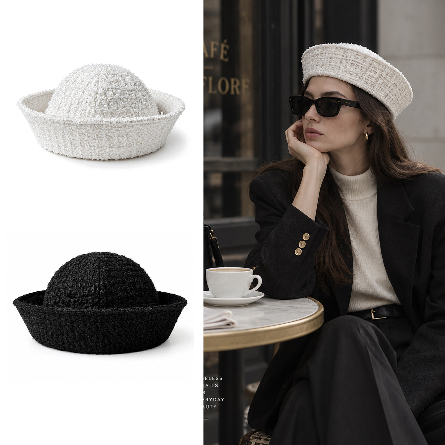 Beret French Wool - قبعة بحار فرنسية بلون موحد للنساء