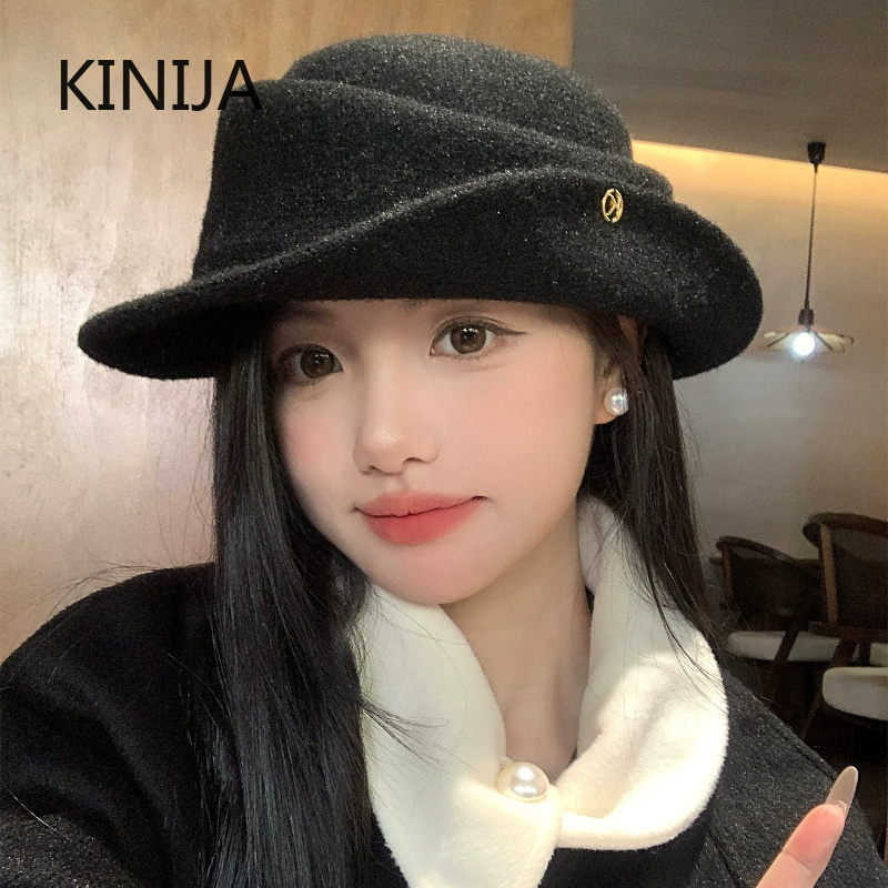 Beret French Wool - قبعة فرنسية أنيقة سوداء للنساء، مناسبة