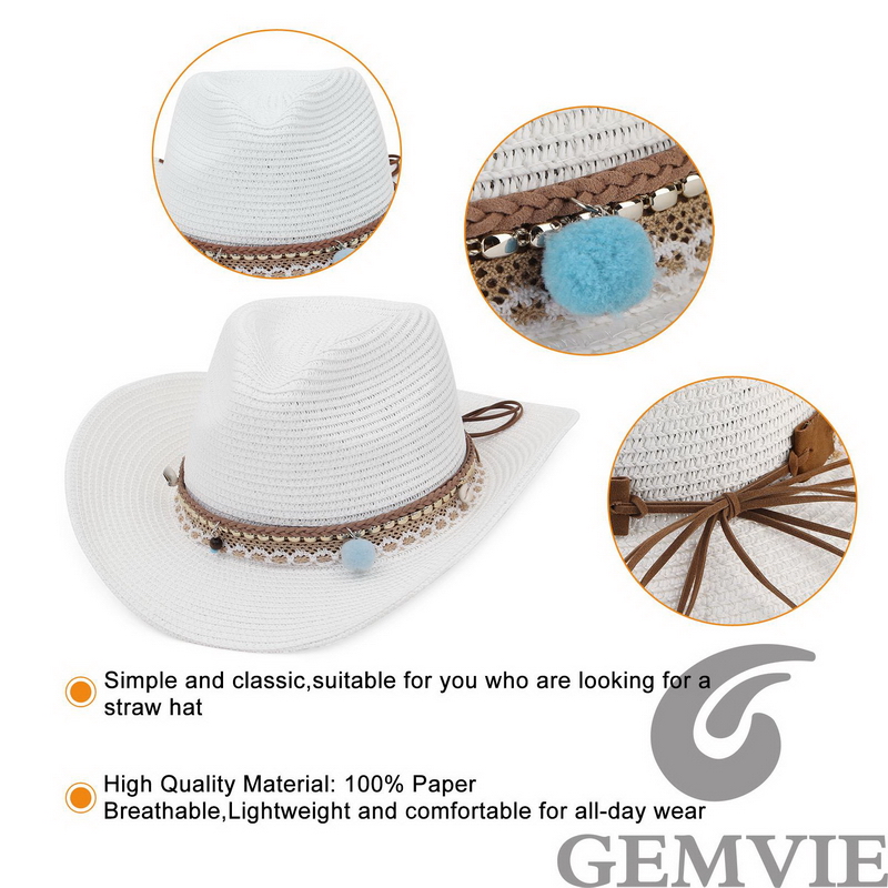 قبعة قش كاوبوي ريترو من GEMVIE - مراجعة Cowboy Hat Straw وسعره