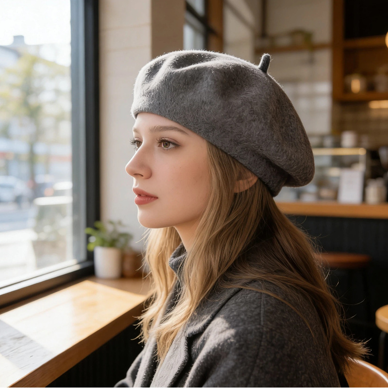 قبعة بيريه نسائية كلاسيكية من  - مراجعة Beret French Wool وسعره