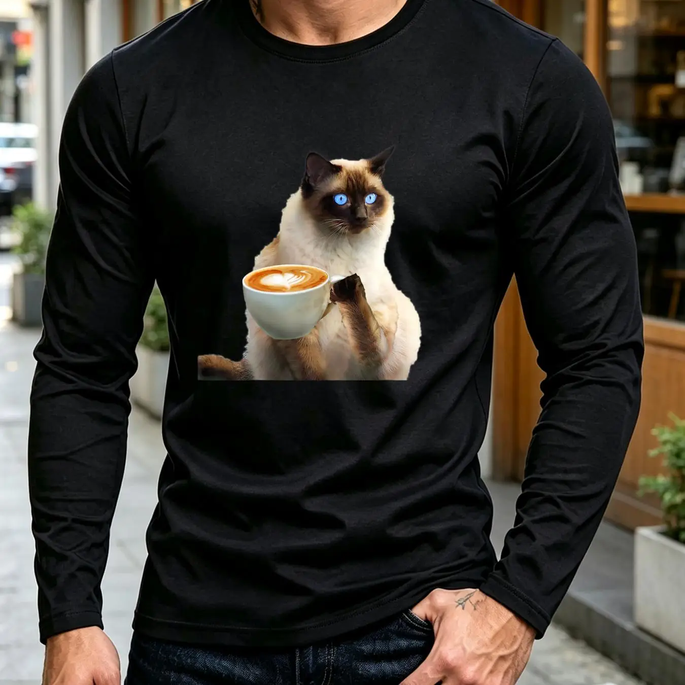 تي شيرت مغسول بتصميم قلب قطة،  - مراجعة Dad Hat Cotton وسعره