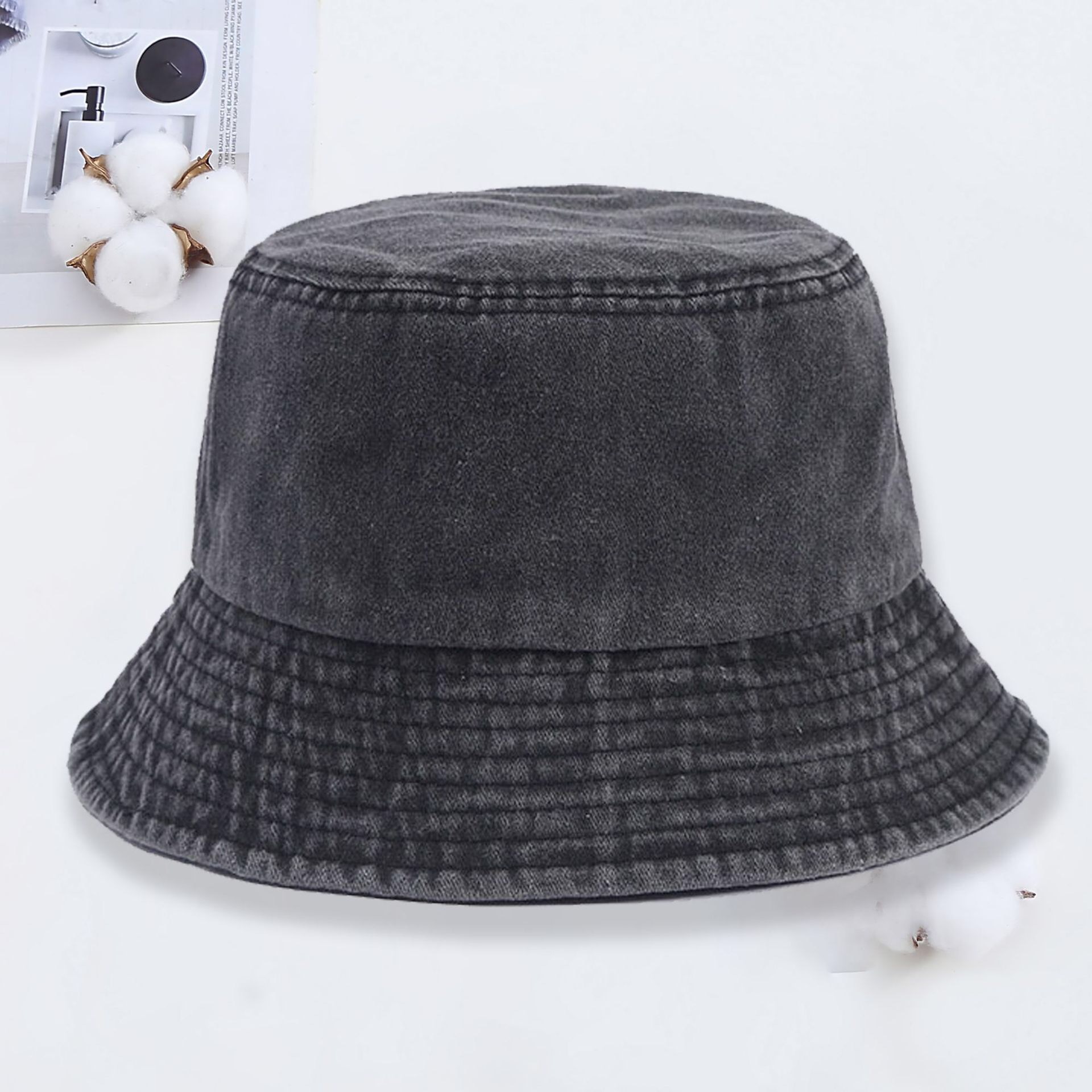 قبعة دنيم بتصميم مخصص بشعارك،  - مراجعة Bucket Hat Cotton وسعره