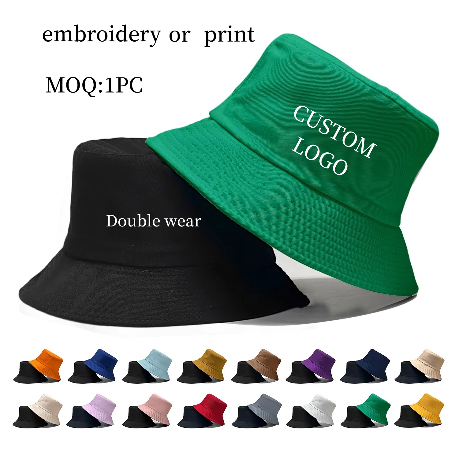 شعار مخصص مزدوجة الجانب قبعة ص - مراجعة Bucket Hat Cotton وسعره
